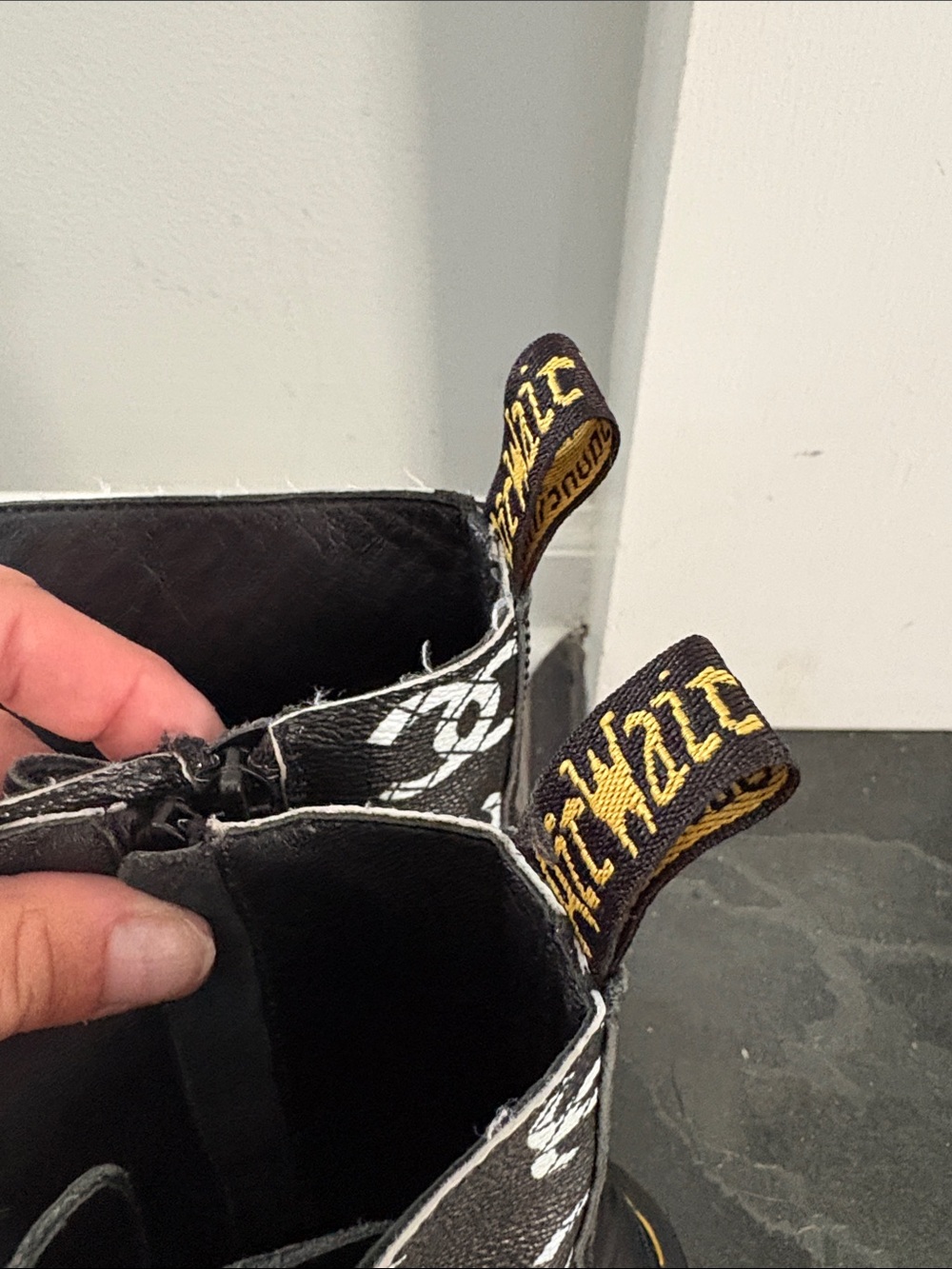 Dr. Martens Black Lace-Up Platform Kids Boots with White Logo Print - Picture 8 of 11